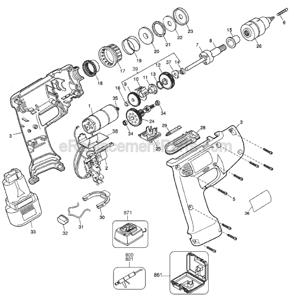Page A Diagram and Parts List for 2765 Type 1 Black and Decker Cordless Drill